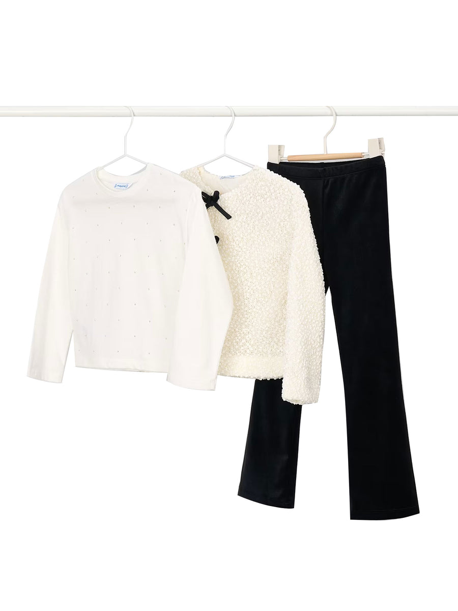 Completo Mayoral bambina giacca, t-shirt e leggings nero