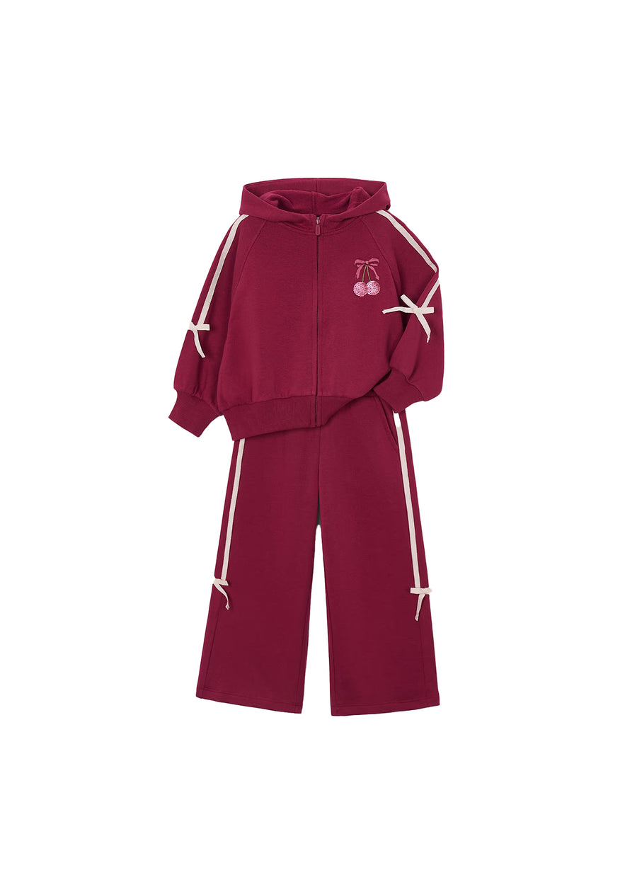 Tuta Mayoral bambina in felpa con cappuccio flakes rosso
