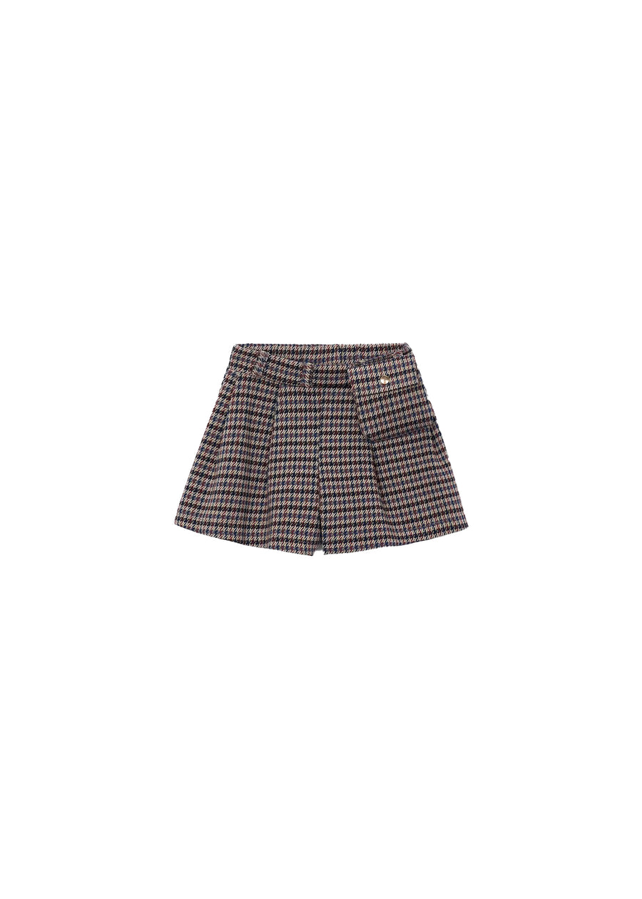 Skort Mayoral bambina pocket pied de poule cannella