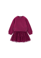 Completo Mayoral bambina felpa e gonna in tulle lampone