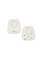 Set 2 bavette Mayoral neonato con ricamo ecrù/nebbia