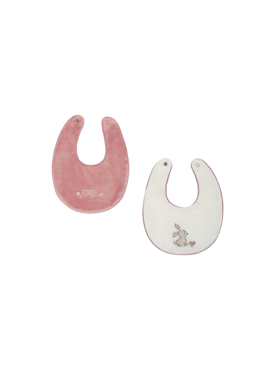 Set 2 bavette Mayoral neonata con ricamo cipria