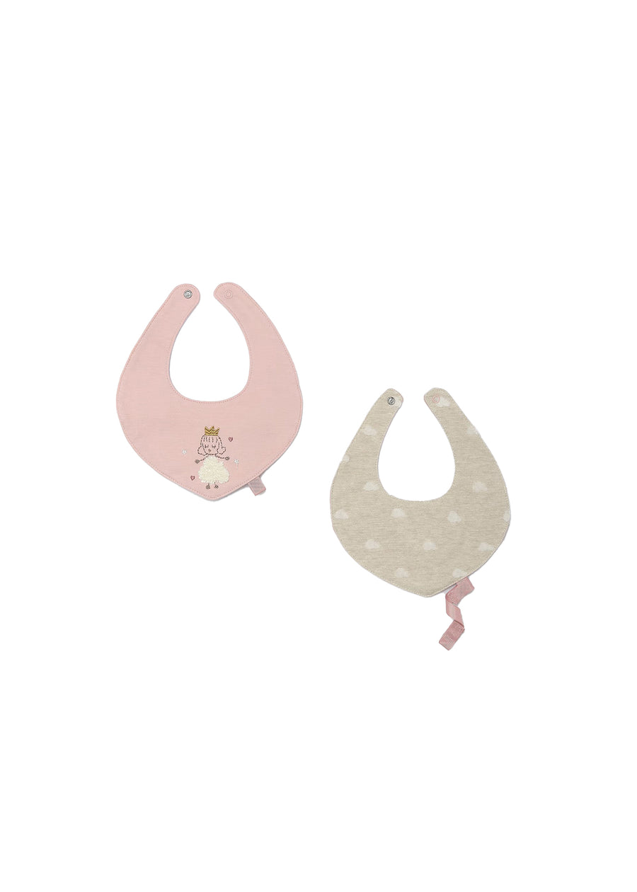 Set 2 bavette Mayoral neonata con ricamo e portaciuccio rosa