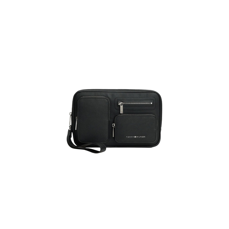Pochette Tommy Hilfiger uomo modern business con zip nero