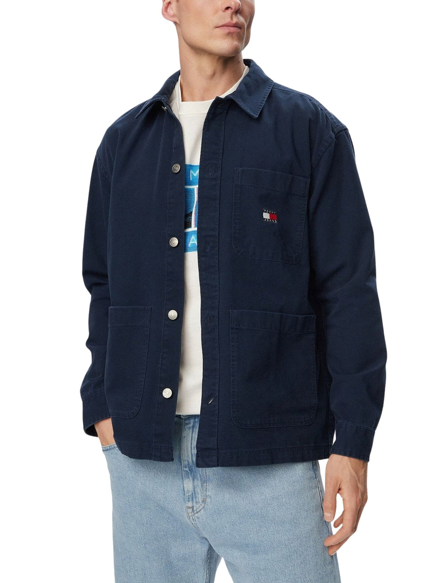Overshirt Tommy Jeans uomo essential con bottoni blu