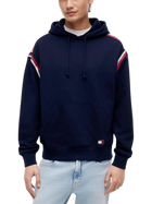 Felpa Tommy Jeans uomo Relaxed Tape con cappuccio blu