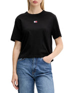 T-shirt Tommy Jeans donna boxy badge nero