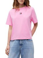 T-shirt Tommy Jeans donna boxy badge rosa