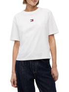 T-shirt Tommy Jeans donna boxy badge ecru'