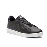 Black embossed logo sneakers