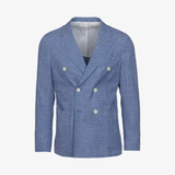 Giacca Venezia doppiopetto in cotone pied de poule azzurro