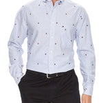 Camicia a righe con loghi blu - CityModa