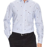 Camicia a righe con loghi blu - CityModa