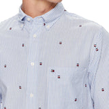 Camicia a righe con loghi blu - CityModa