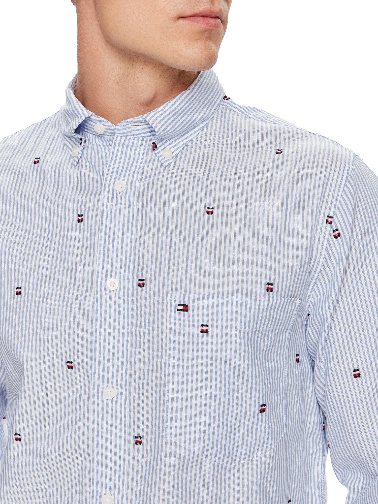 Camicia a righe con loghi blu - CityModa