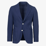 Giacca Napoli monopetto in cotone stretch melangiato blu