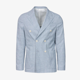 Giacca Venezia doppiopetto in cotone Principe di Galles azzurro
