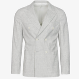 Giacca Venezia doppiopetto in cotone pied de poule grigio chiaro