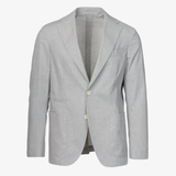 Giacca Napoli monopetto in cotone stretch melangiato grigio chiaro