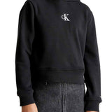 Felpa con cappuccio nero con logo CK frontale nero