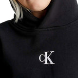 Felpa con cappuccio nero con logo CK frontale nero