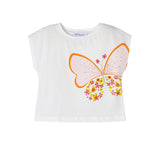 Completo 3 pezzi bambina t-shirt canotta e gonna fantasia