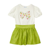 Completo 2 pezzi bambina t-shirt e gonna lime