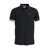 TJM Flag Cuffs Slim fit polo shirt with contrasting black sleeve hem