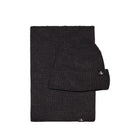 Set cappello e sciarpa in maglia a coste nero