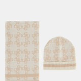 Set Berretto e Sciarpa Monogram crema