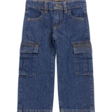 Jeans bambina cargo denim scuro