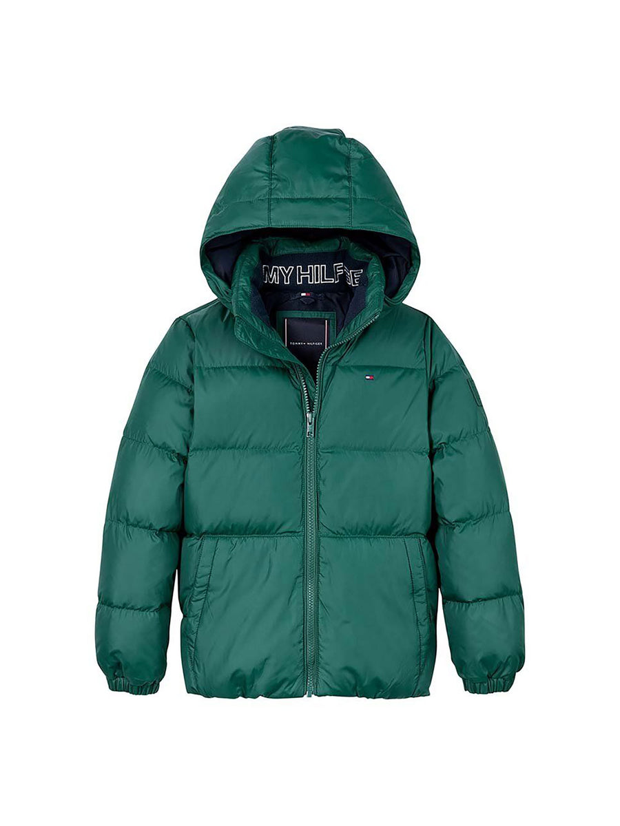 Piumino zip cappuccio essential verde