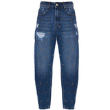 Jeans mom con borchie Relke denim medio