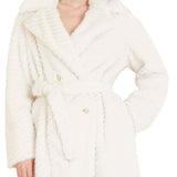 Cappotto doppiopetto in ecopelliccia bianco