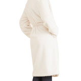 Cappotto doppiopetto in ecopelliccia bianco