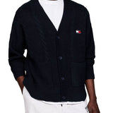 Cardigan in maglia con logo blu