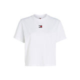 T-shirt squadrata con distintivo bianco