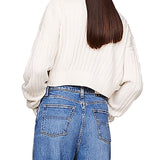 Pullover crop con distintivo e scollatura a V crema