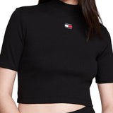 Top cropp collo alto nero