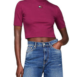 Top cropp collo alto bordeaux