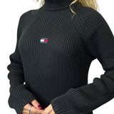 Vestito pullover mini con collo alto nero