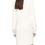 Vestito pullover mini con collo alto bianco