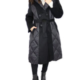 Cappotto con cappuccio doppiopetto mix piumino nero