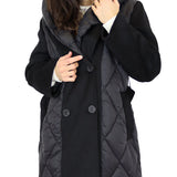 Cappotto con cappuccio doppiopetto mix piumino nero