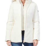 Parka lungo softshell con pelliccia e gilet avorio