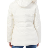 Parka lungo softshell con pelliccia e gilet avorio