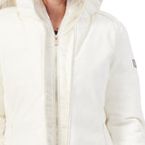 Parka lungo softshell con pelliccia e gilet avorio