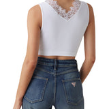 Top a coste con pizzo bianco