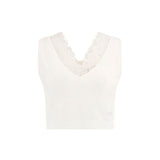Top a coste con pizzo bianco