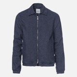 Giubbino Genova con zip in lino misto cotone denim scuro